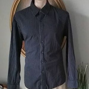 Calvin Klein long sleeve pin stripe grey button up shirt size large